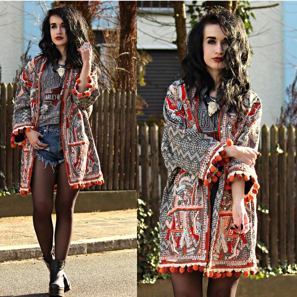 H&M Collection Beaded Embroidered Oversized Kimono Jacket